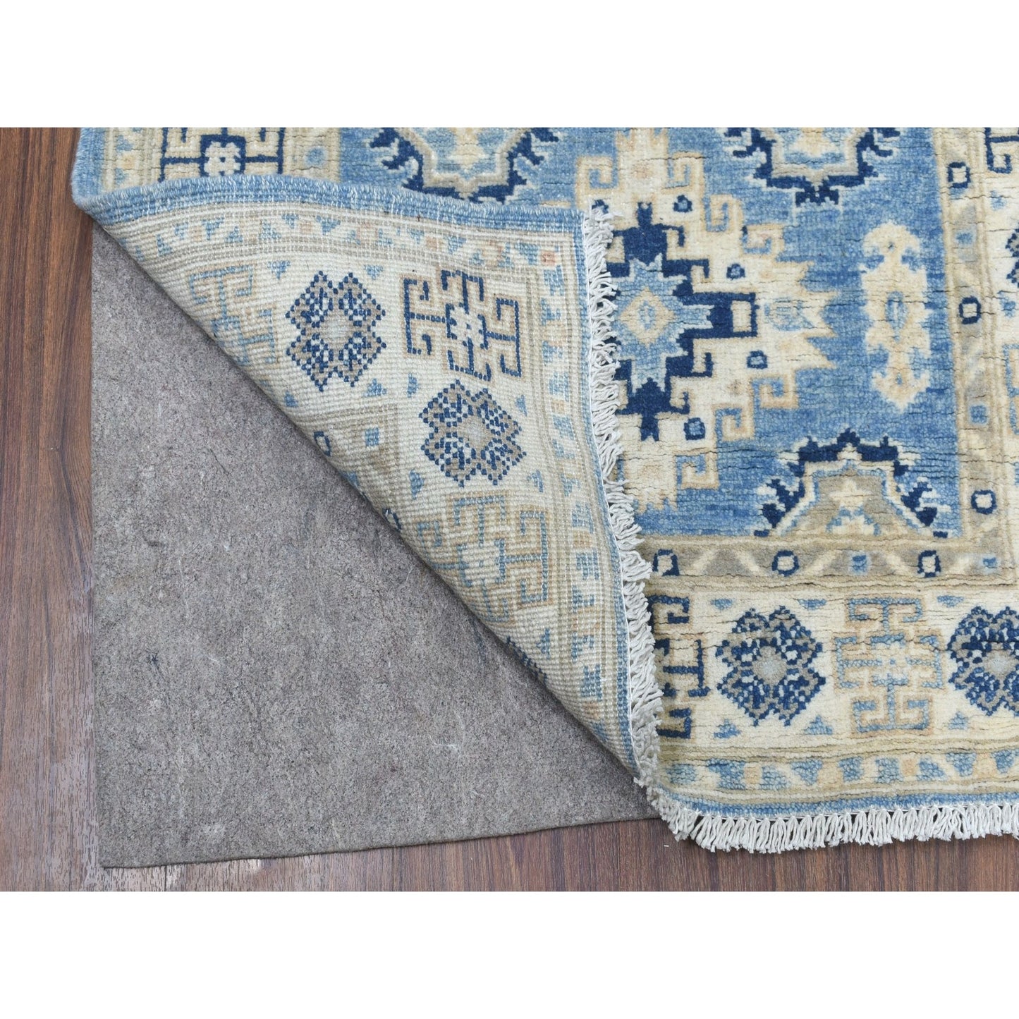 2'8"x9'6" All Over Design Hand Knotted Wool Vintage Look Kazak Runner Rug