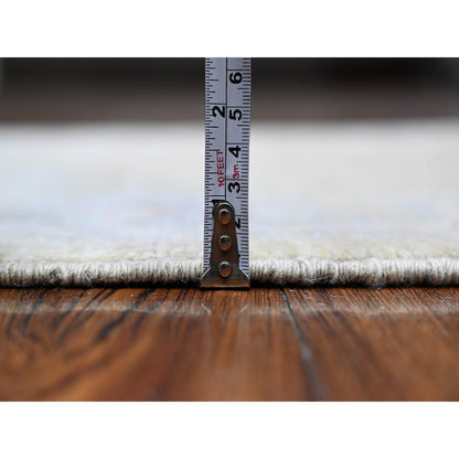 2'8"X11'6" Old Moss Green Rural Design Angora Oushak Oriental Runner Rug