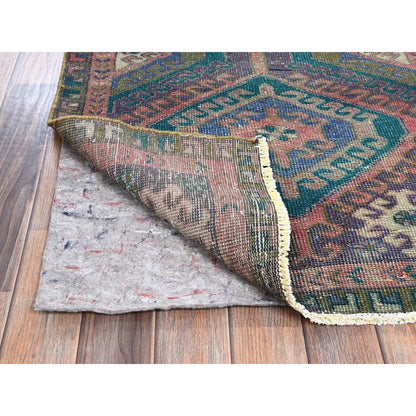 2'7"X9'10" Pink Overdyed Vintage Zoroastrian Hand Knotted Wool Runner Rug