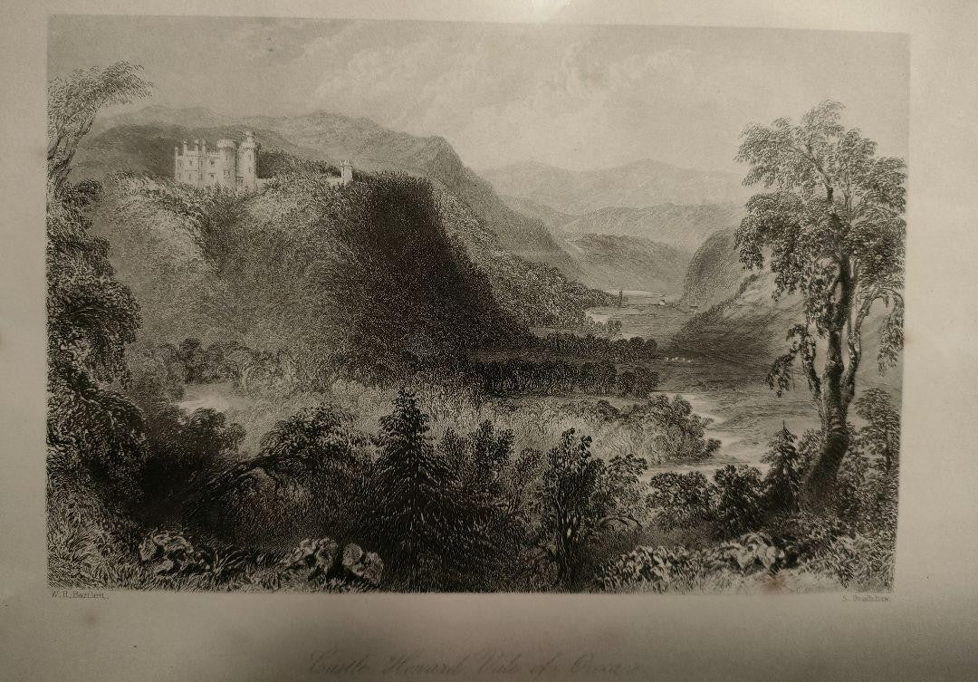 Antique 1842 Engraving Castle Howard By W.H. Bartlett & S. Bradshaw Framed Uk