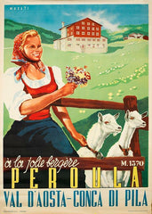 Peroula Bergere Italian Arnaldo Val Poster D'Aosta Jolie Musati 1949