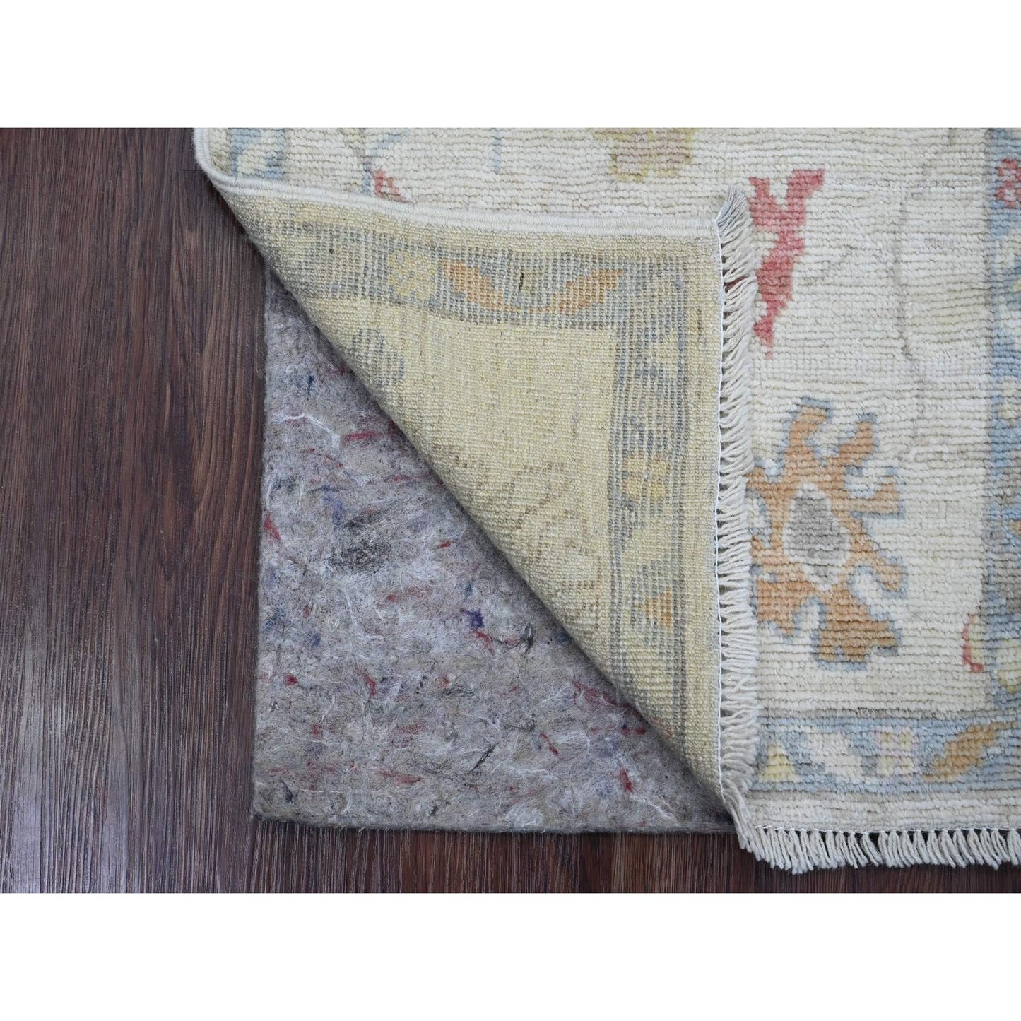 Rug 2'x3' White Afghan Angora Oushak Floral Pattern Hand Knotted Wool Mat