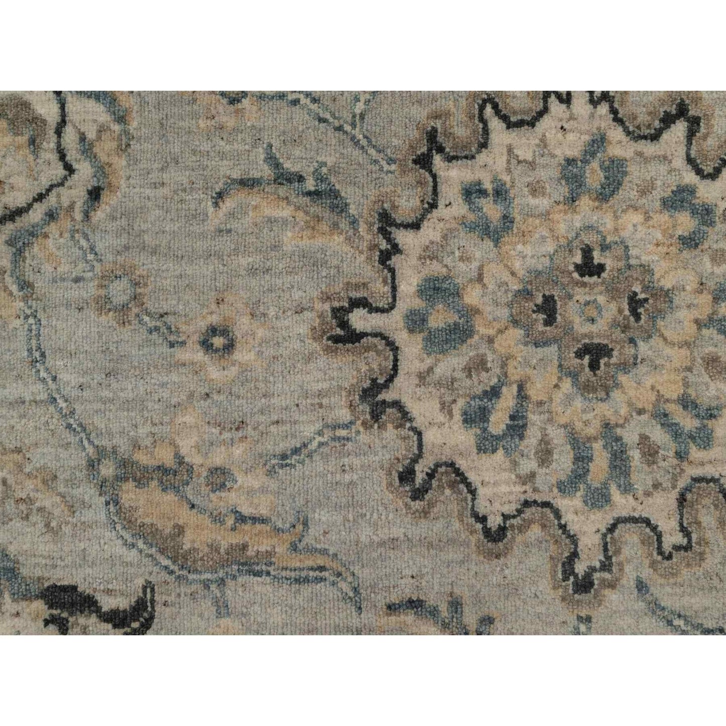 2'1"X3'1" Gray Broken Pattern Oushak Design All Wool Hand Knotted Mat Rug