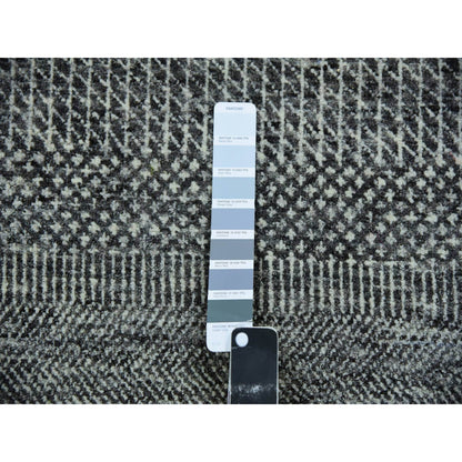2'7"X18'5" Gray Hand Knotted Modern Grass Undyed Wool Xl Runner Rug