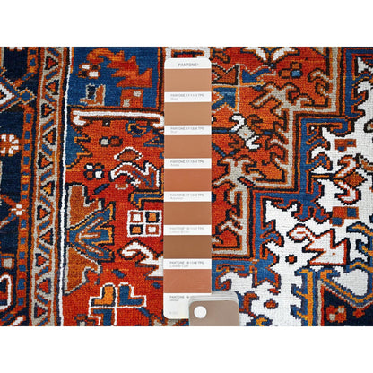 6'10"X8'10" Chili Red Vintage Zoroastrian Heris Pure Wool Hand Knotted Rug