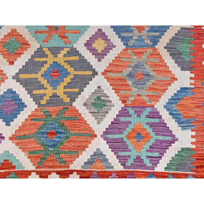 10'X16'5" Colorful Pure Wool Hand Woven Afghan Kilim Oversized Rug