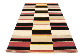 Hand-Tufted Multicolored Stripes Plush 5X8