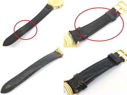Herms Ruban K18Yg/Pg Gp Aftermarket Leather Strap Quartz Boys' Watch