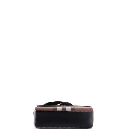 Burberry Note Crossbody Bag Check Canvas And Leather Medium