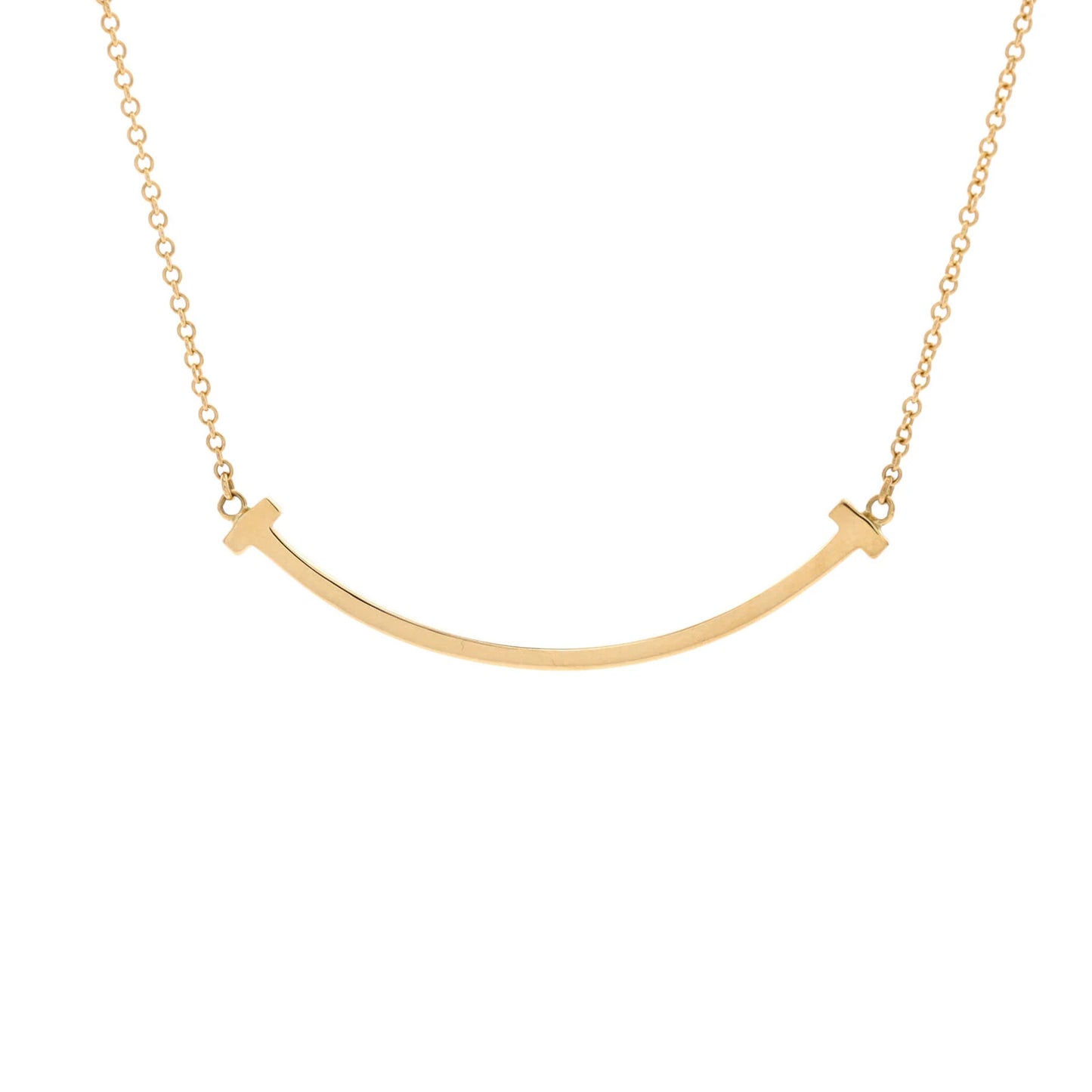Tiffany & Co. T Smile Pendant Necklace 18K Yellow Gold Small