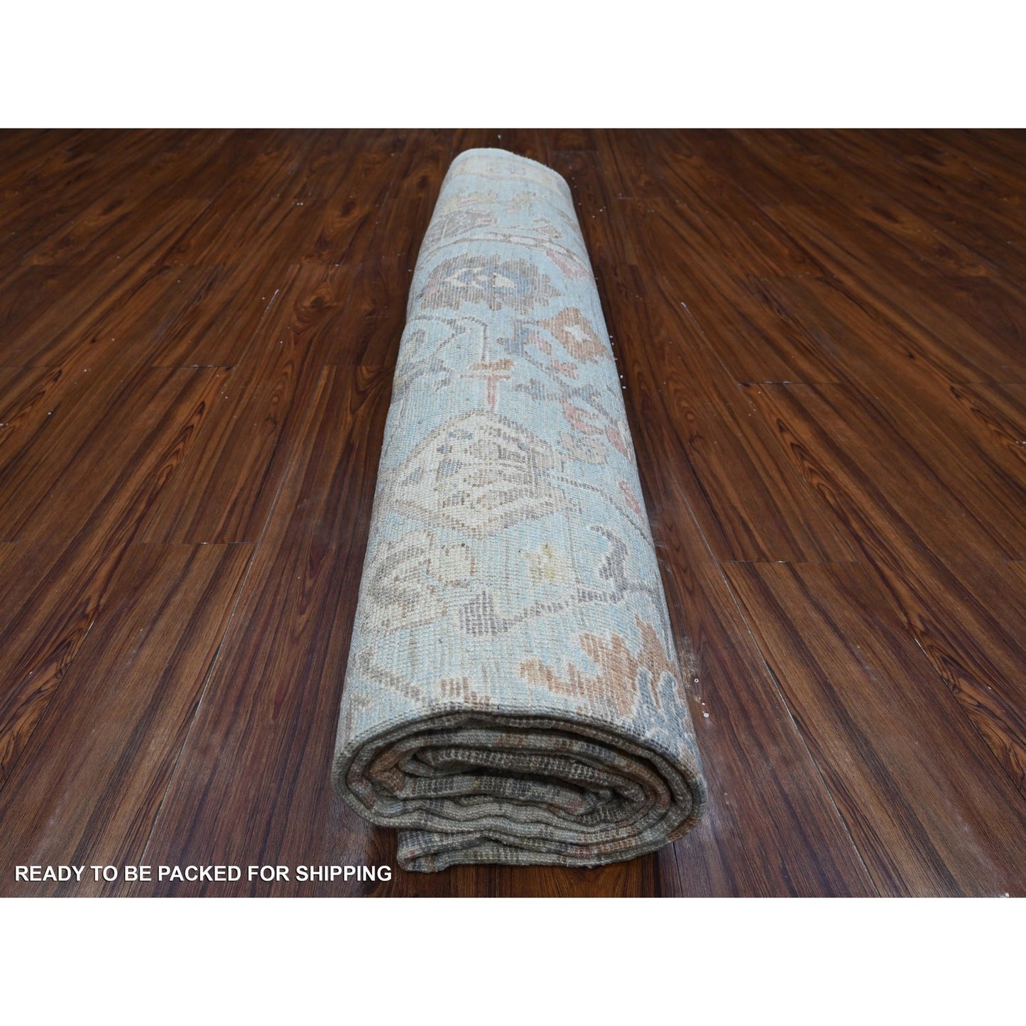 9'X12'6" Quilt Blue Afghan Hand Knotted Angora Oushak Oriental Rug