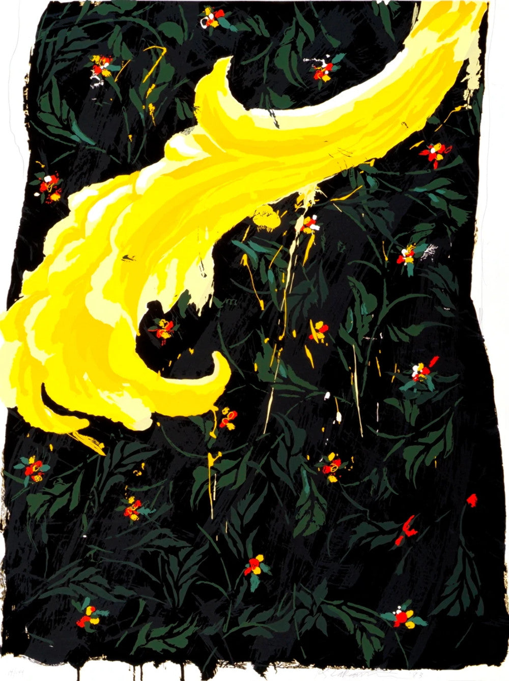 Yellow Flame SIGNED 50" x 38" 1983 Abstract ROBERT ZAKANITCH Serigraph 500