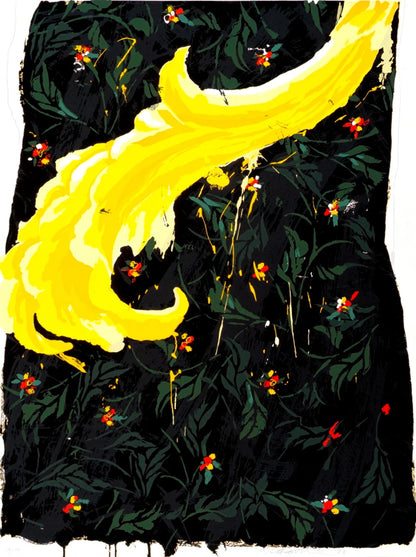Yellow Flame SIGNED 50" x 38" 1983 Abstract ROBERT ZAKANITCH Serigraph 500