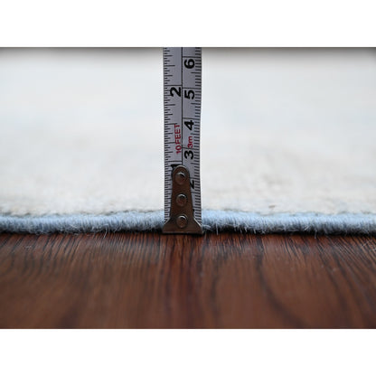 3'1"X15'6" Gray Angora Oushak Leaf Design Hand Knotted Wool Runner Rug