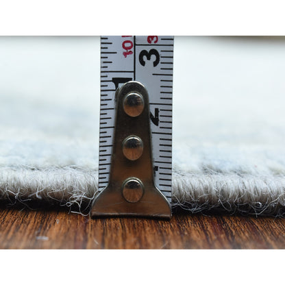 2'8"X9'6" Blue, Hand Knotted Washed Out Peshawar, Soft Wool, Runner Rug