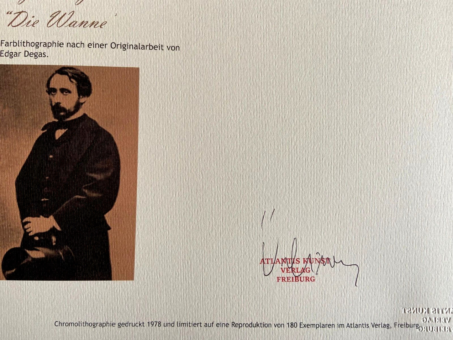 Edgar Degas Lithograph Coa Signed In Pen Numbered By Hand In Pencil 180Exe