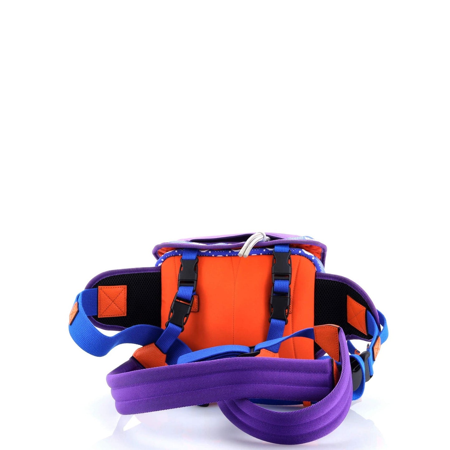 Gucci Buckle Flap Chest Strap Backpack Gg Fabric With Rubber