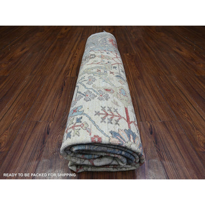 8'X8' White Ziegler Mahal Hand Knotted Pure Wool Round Oriental Rug