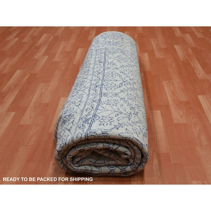 9'1"X11'10" Ivory Hand Knotted 100% Cotton Agra Design Rug