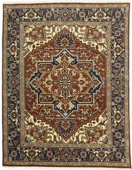 Handmade Heriz Serapi Oriental Rug Floral Farmho