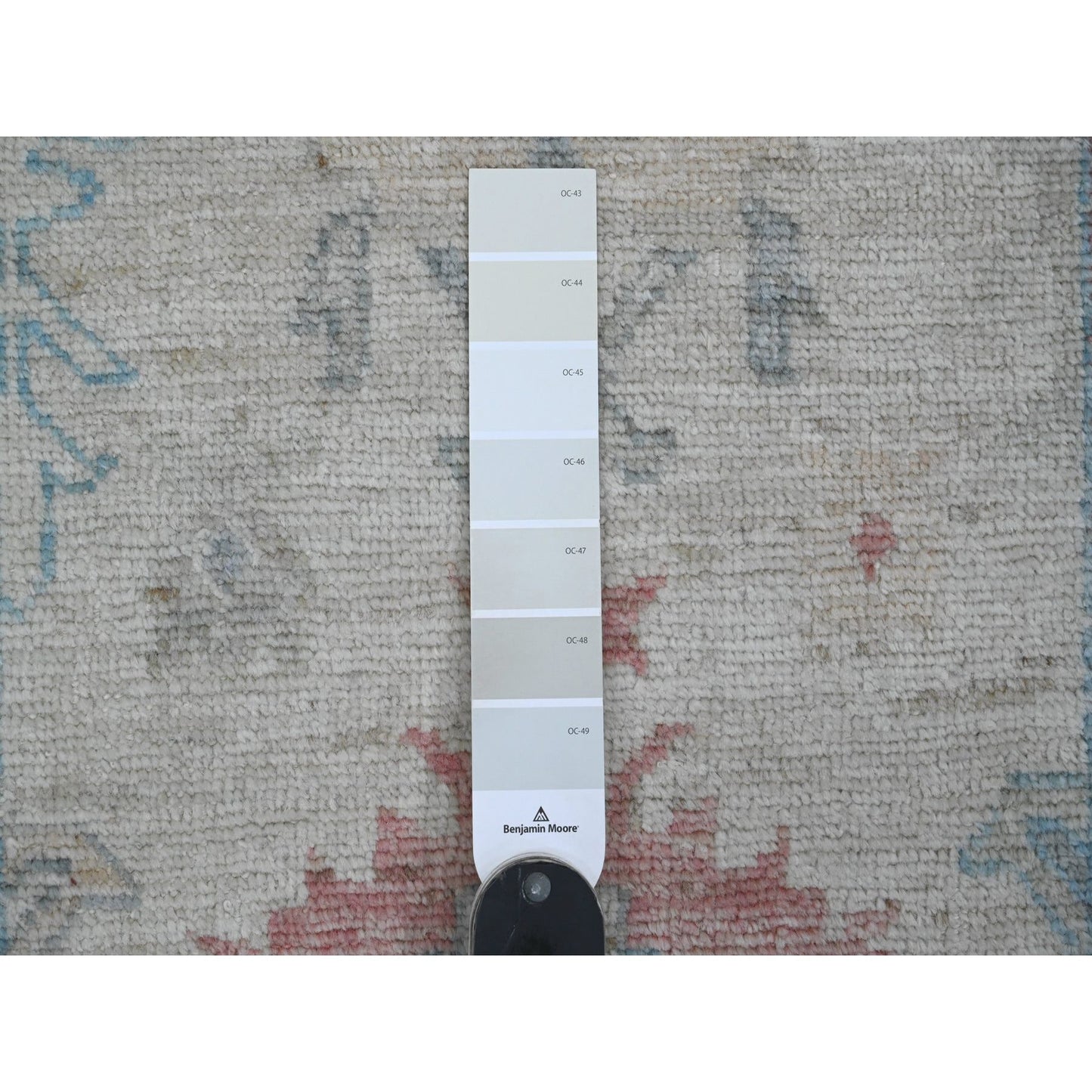 2'9"X11'7" White Hand Knotted Afghan Angora Oushak Pure Wool Runner Rug