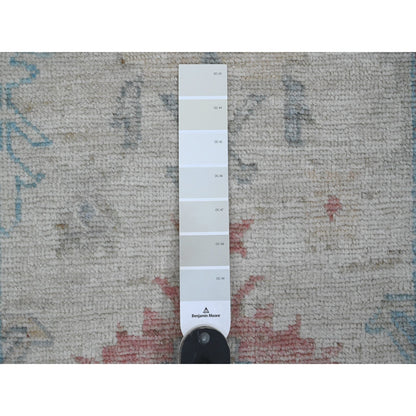 2'9"X11'7" White Hand Knotted Afghan Angora Oushak Pure Wool Runner Rug