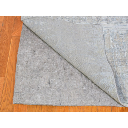 9'X12'5" Pink Cardiac Design Textured Wool And Pure Silk Hand Knotted Rug