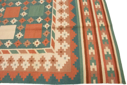 Geometric Dhurrie Rug Reversible Flat-Weave