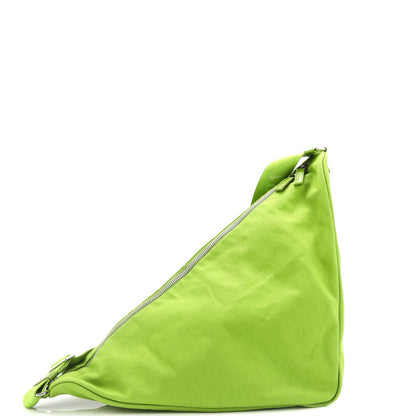 Prada Triangle Logo Zip Crossbody Bag Embossed Canvas Large