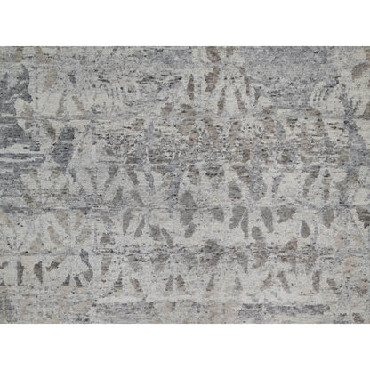 8'X10'1" White Nepali Modern Design Undyed Natural Wool Hand Knotted Rug