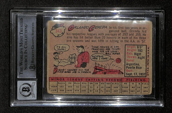 Orlando Cepeda Hof Signed/Inscr 1958 Topps Rc Card #343 Bas/Beckett Gem Mint 10