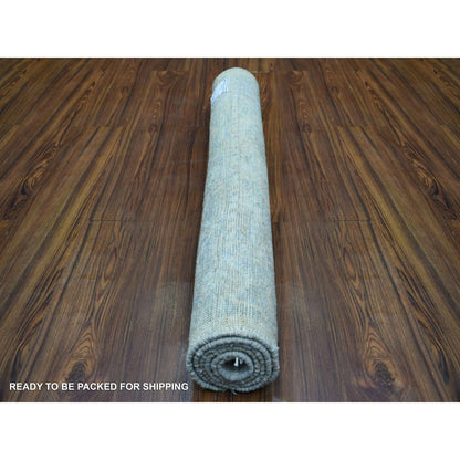 3'3"X4'10" Taupe Hand Knotted Afghan Angora Oushak Hand Knotted Wool Rug