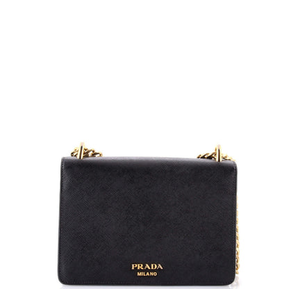 Prada Envelope Flap Chain Shoulder Bag Saffiano Leather Small