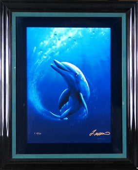 Christian Riese Lassen Dolphin Hand-Embellished Iris Print, Signed, Ltd Ed 200