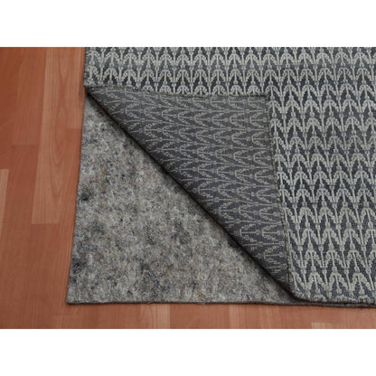 8'X10' Black Pure Raised Silk Hand Knotted Repetitive Pattern Wool Rug