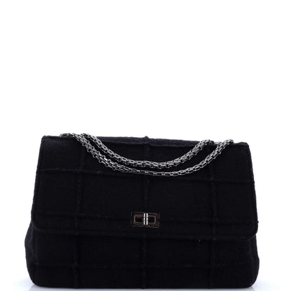 Chanel Chocolate Bar Mademoiselle Flap Bag Quilted Wool Jumbo