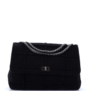 Chanel Chocolate Bar Mademoiselle Flap Bag Quilted Wool Jumbo