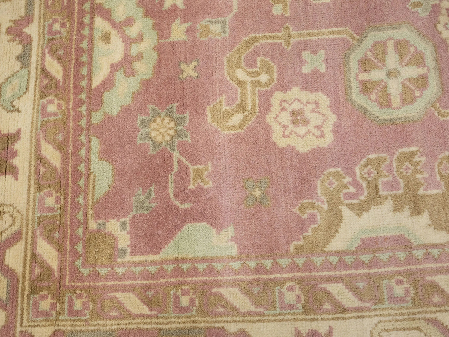 Hand-Knotted Oushak Chobi Oriental Rug Floral Muted Dcor Carpet 9X12 ft