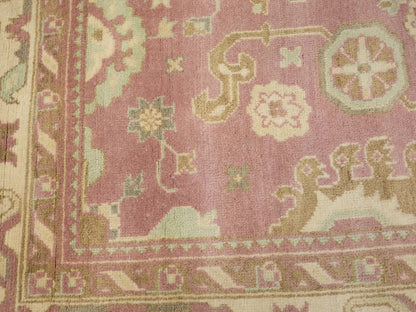 Hand-Knotted Oushak Chobi Oriental Rug Floral Muted Dcor Carpet 9X12 ft