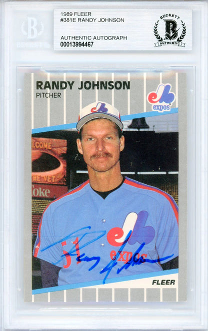 Randy Johnson Autographed 1989 Fleer Rookie Card #381 (Bgs Auto)