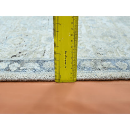 2'1"X3'2" Gray Silk And Oxidized Wool Oushak Design Hand Knotted Mat Rug