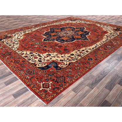 10'2"X13'8" Red Seeripe Heris Aryana Collection Soft Wool Hand Knotted Rug