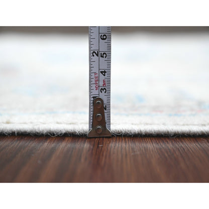 2'10"X11'7" White Hand Knotted Angora Oushak Leaf Design Wool Runner Rug
