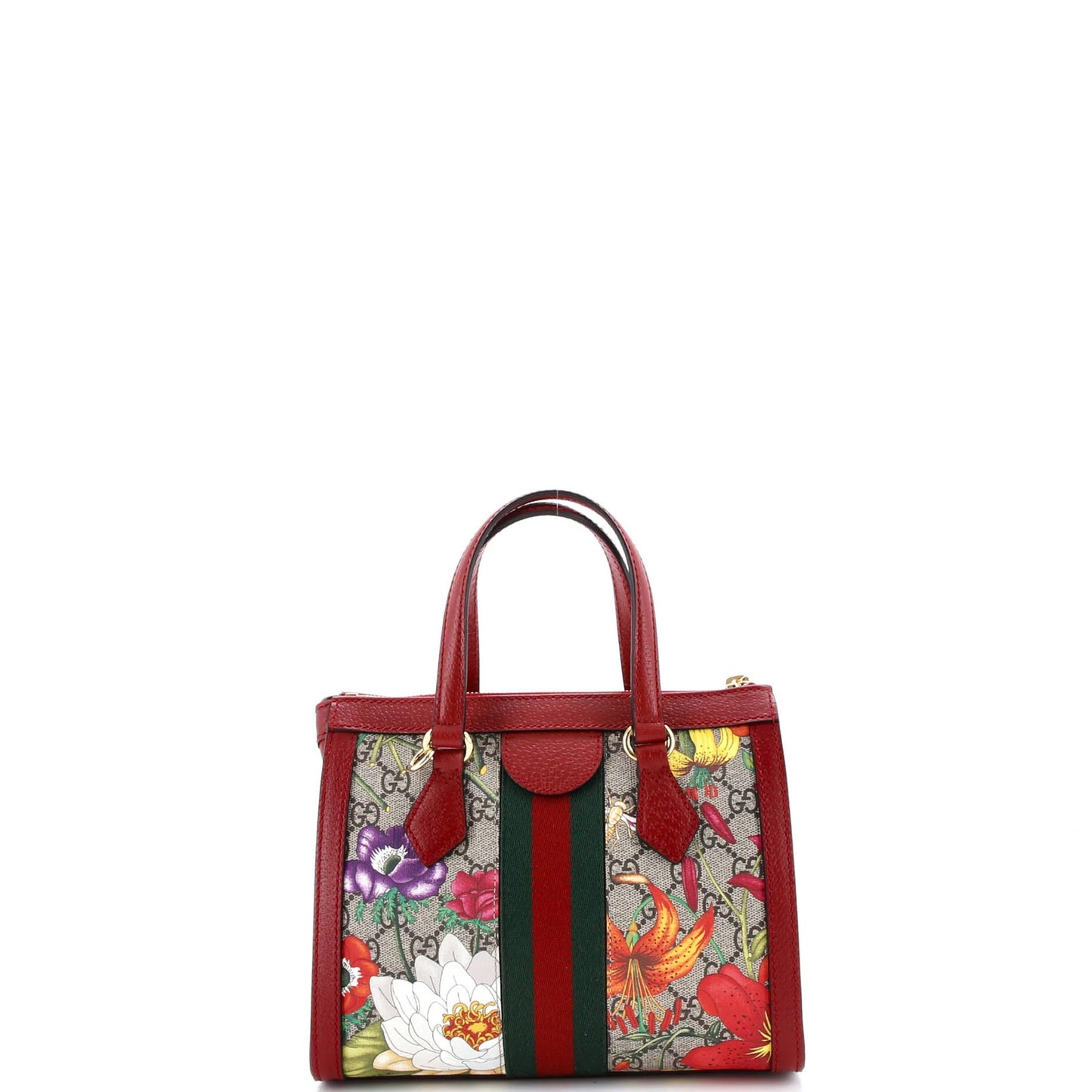 Gucci Ophidia Top Handle Tote Flora Gg Coated Canvas Small
