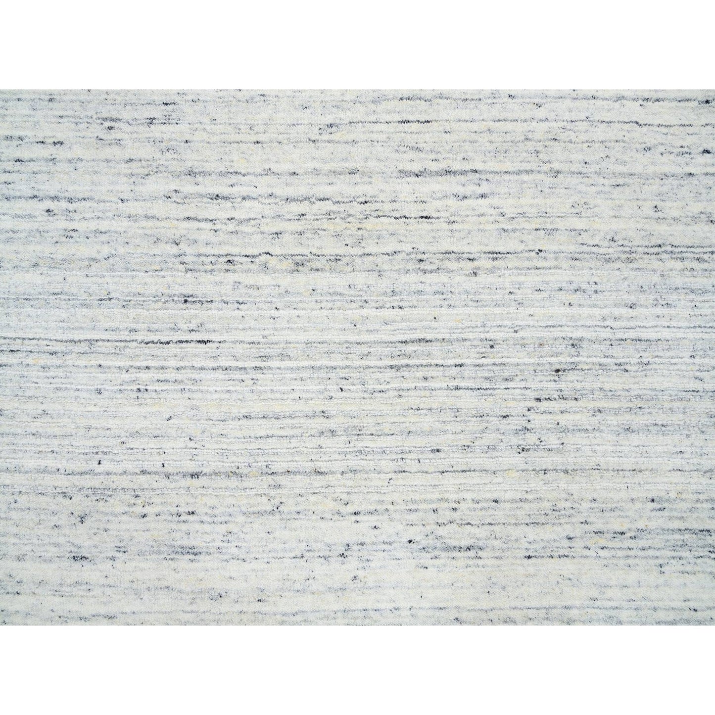 10'X10' Ivory Hand Loomed Plain Modern Striae Design Wool Round Rug