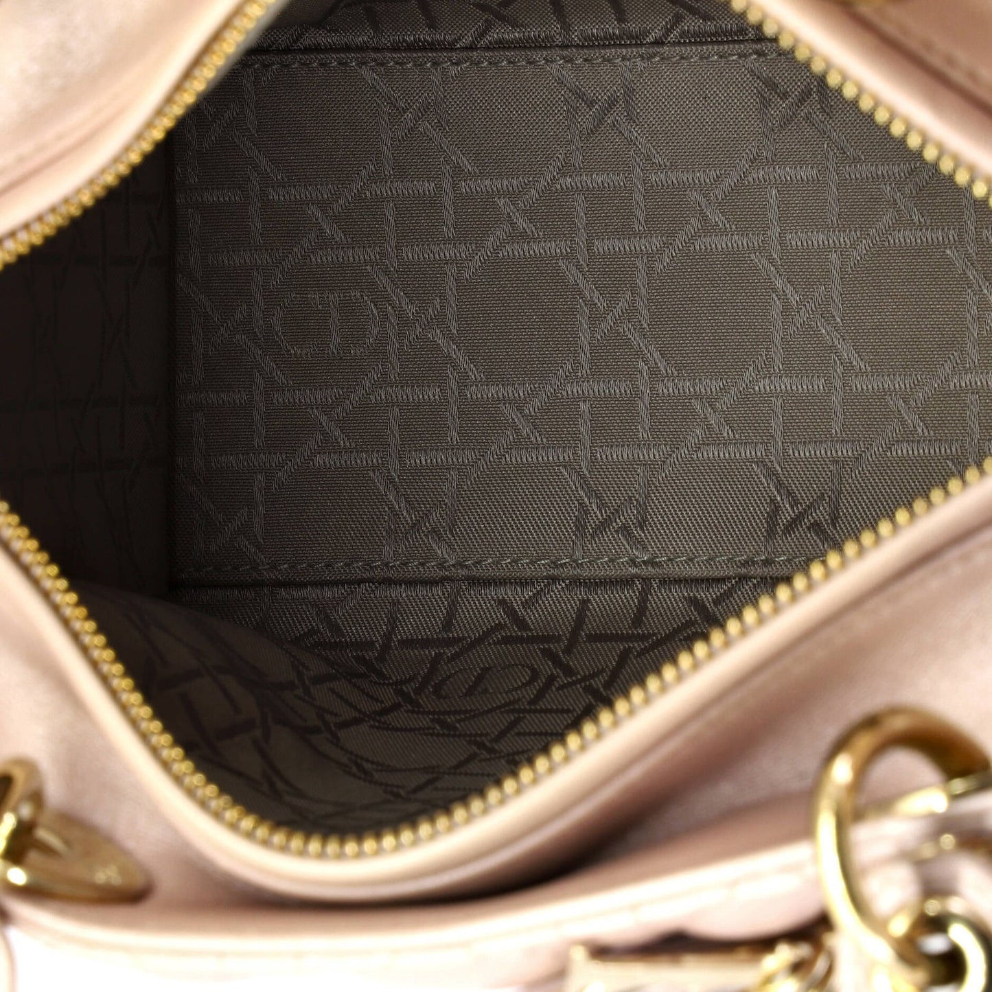 Christian Dior Lady Dior Bag Cannage Quilt Metallic Leather Medium