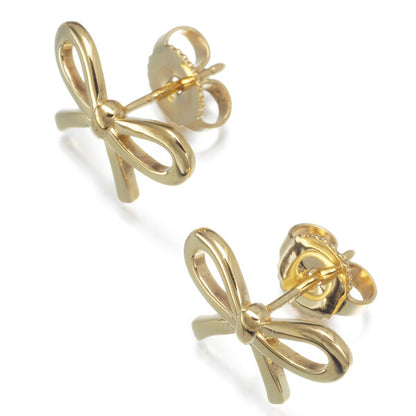 Tiffany&Co. Earrings Ribbon 18K 750 Yellow Gold