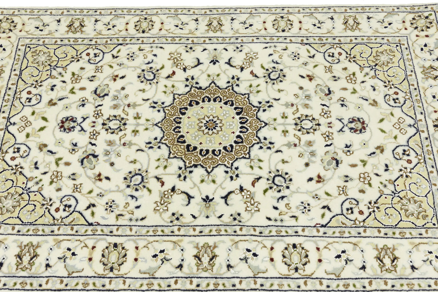 Indo-Nain Hand-Knotted Wool Oriental Rug Classic