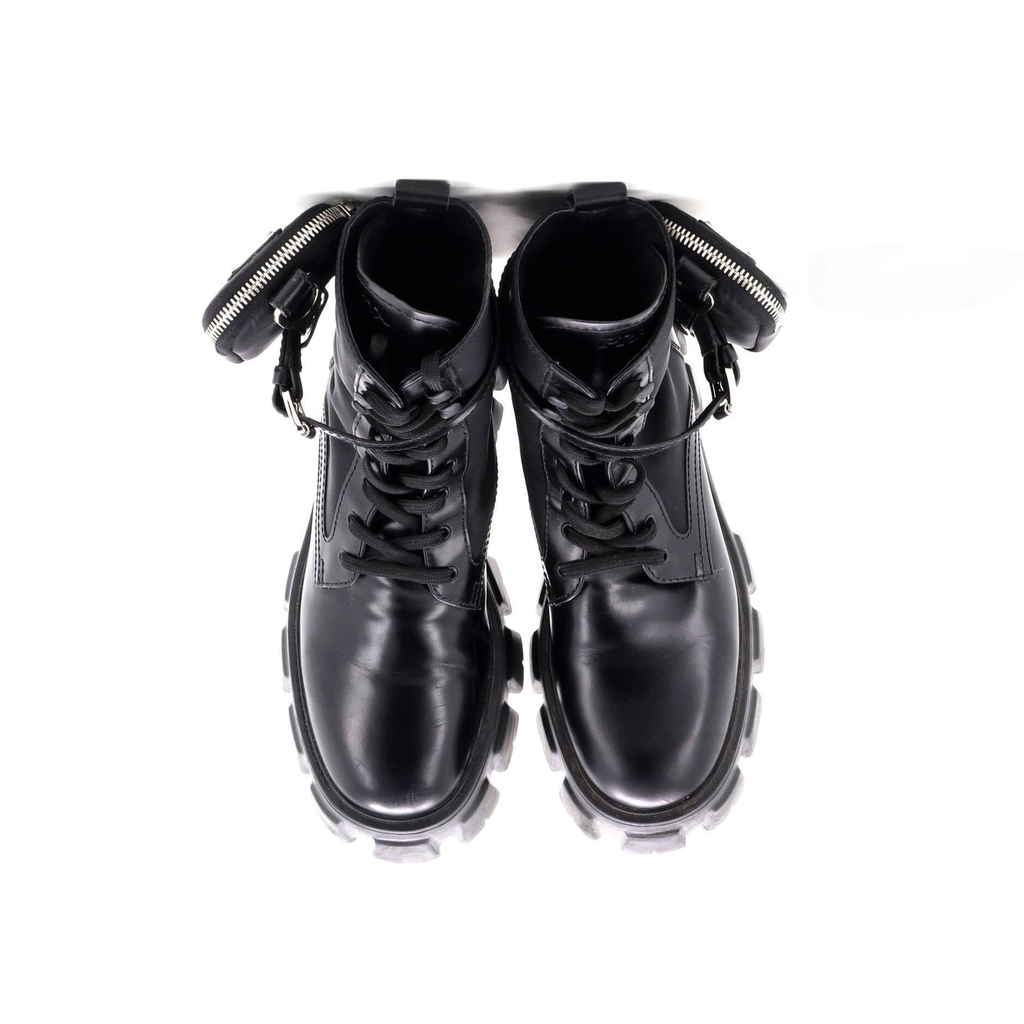 Prada Monolith Combat Boots Leather And Nylon