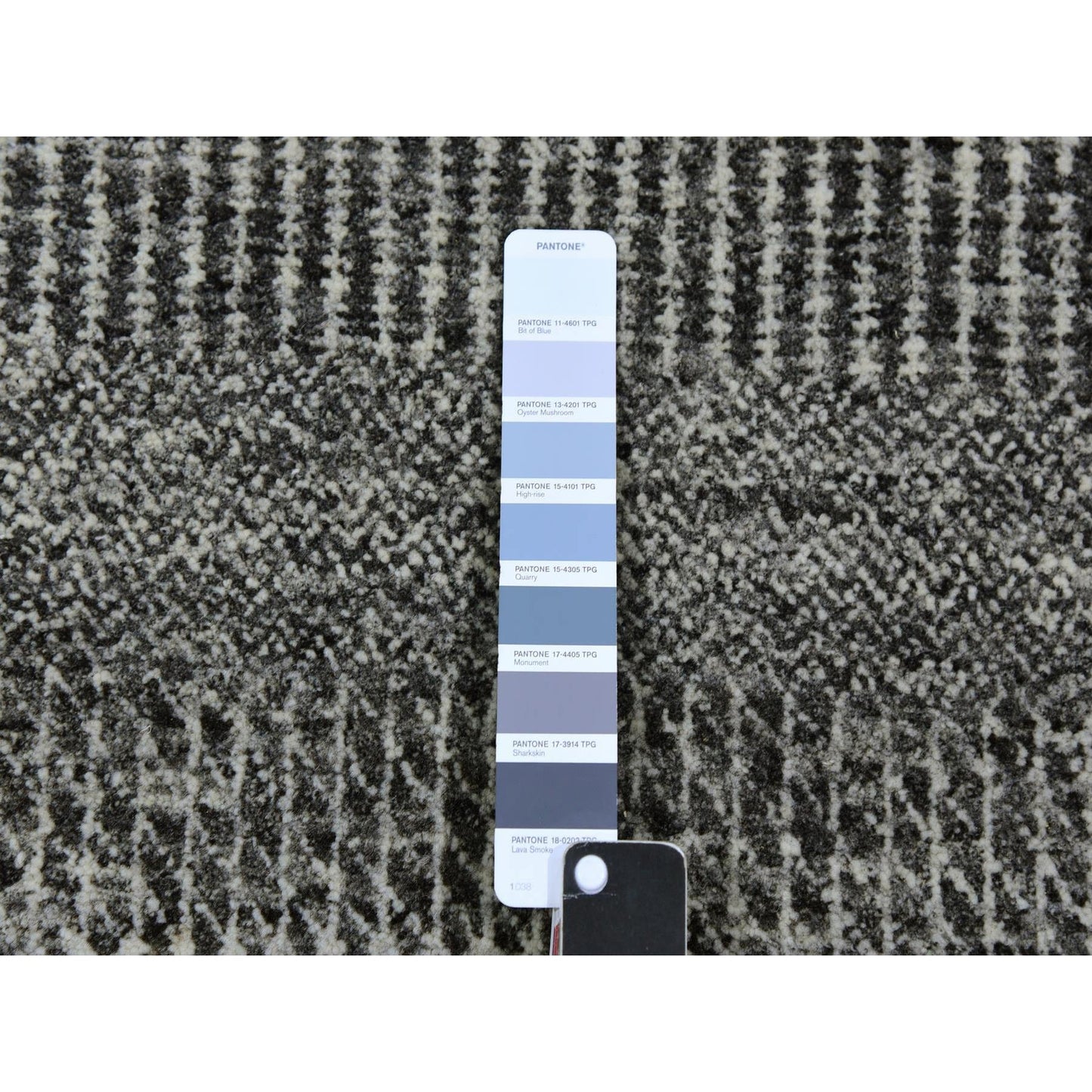 3'X5' Graphite Gray Grass Design Pure Undyed Wool Hand Knotted Rug